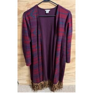 Women's Ariat Fringe Duster Cardigan XL Western Aztec Boho